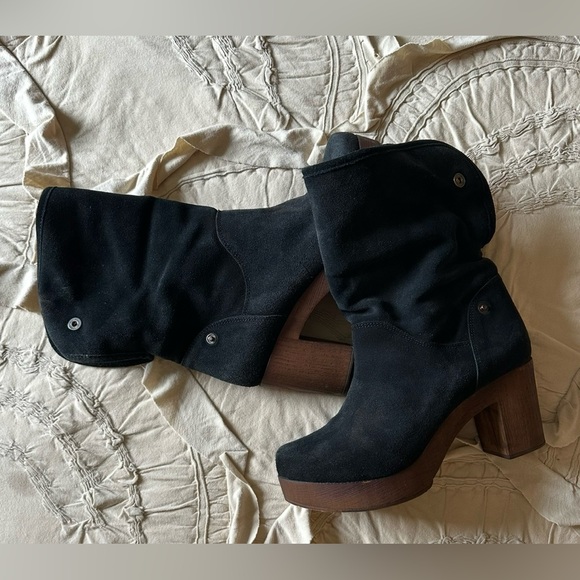 Eric Michael suede, lined, wooden platform boots - Picture 1 of 7